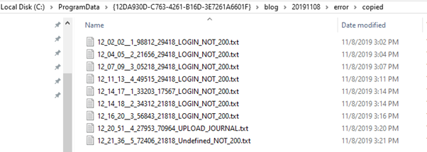 Ajan Hata Logları Görüntüsü