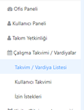 Çalışma Takvimleri Listeleme Görseli
