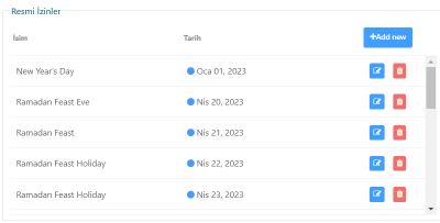 Yeni Çalışma Takvimi Ekleme Nasıl Yapılır